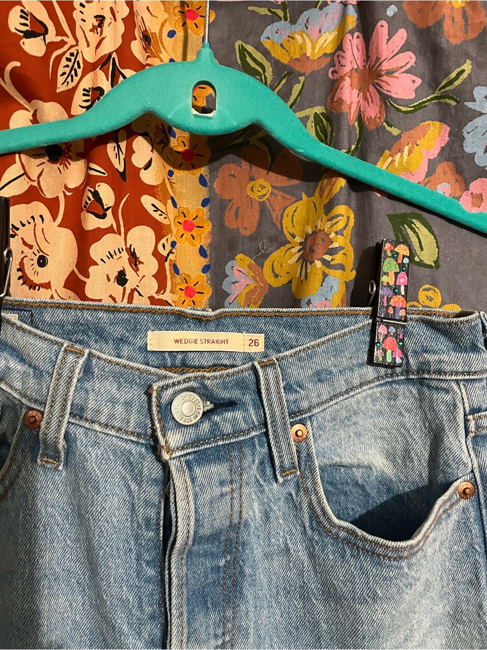 Levi's Light Blue High-Rise Button Fly Straight Leg Jeans for Women Size 26 - Picture 3 of 12